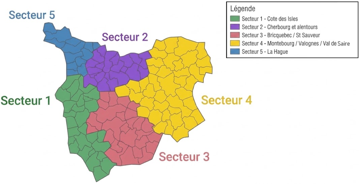 Carte des secteurs d'intervention Coaching Dog