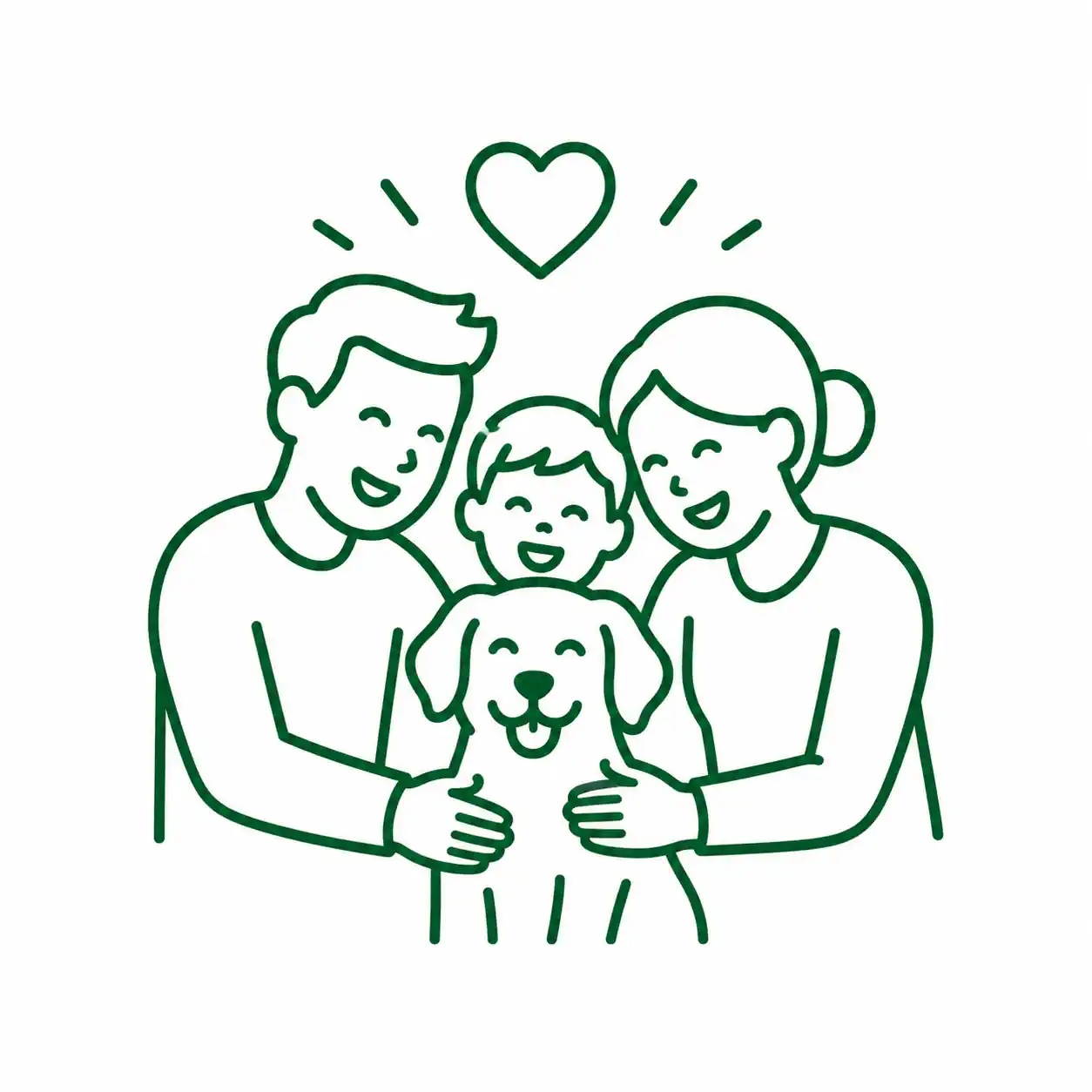 Icone représentant une famille avec leir chien