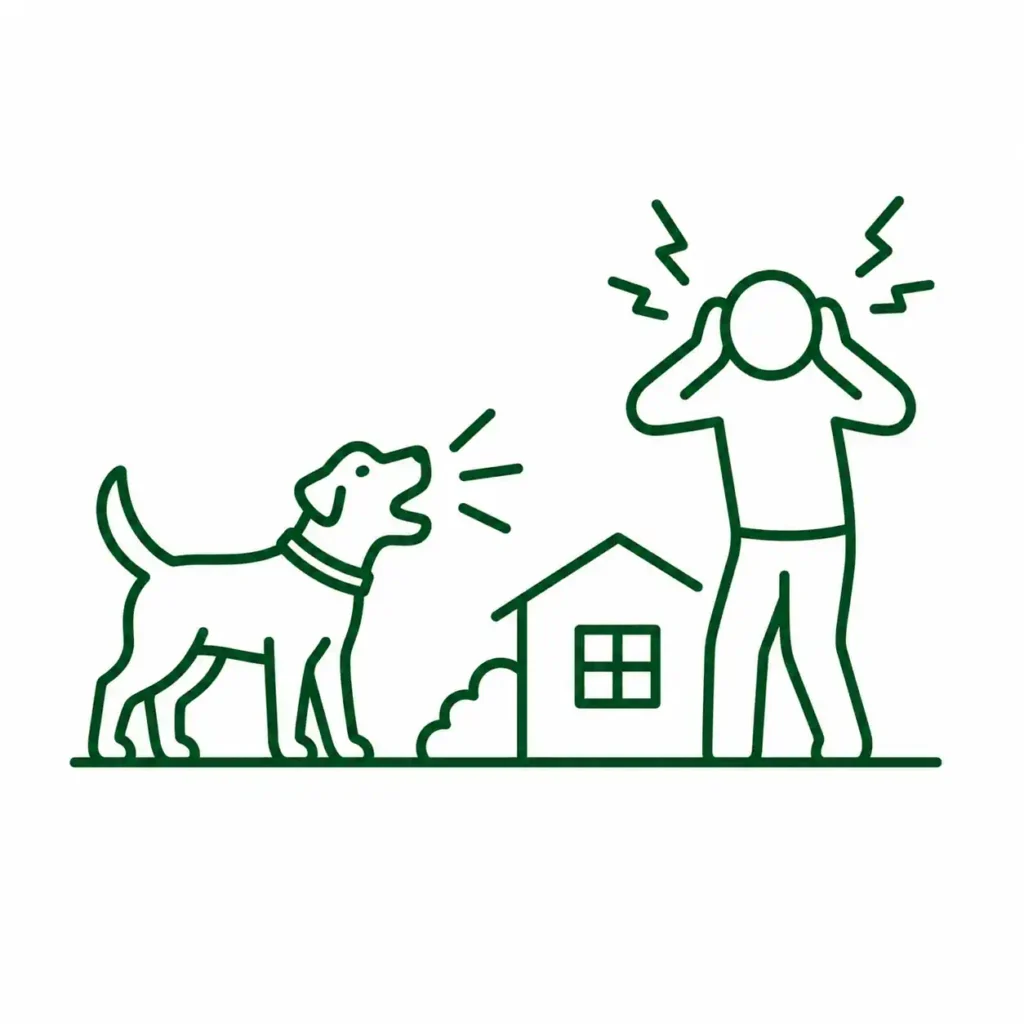 Icone représentant un chien qui aboie fort