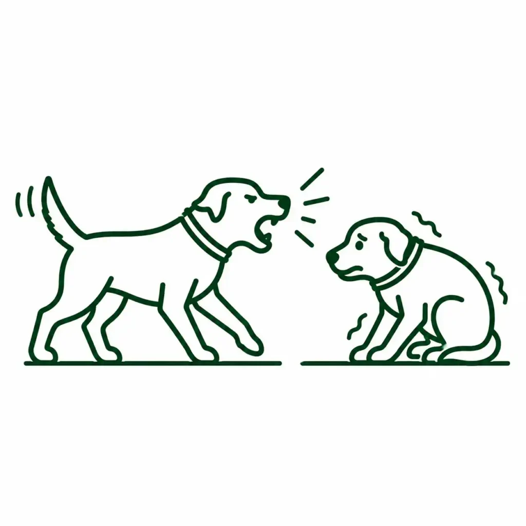 Icone représentant un chien agressif face à un chien soumis