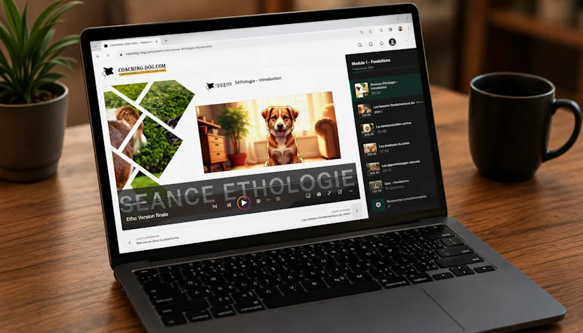 Interface de la séance d'éthologie Coaching Dog.
