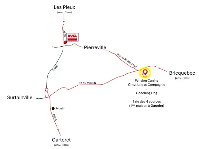 Plan d'accès à la pension canine